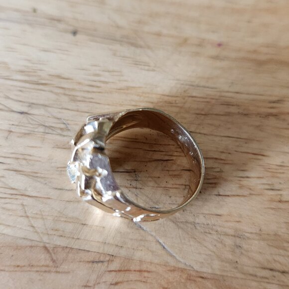 Mens Size 10 10k gold Mens Nugget Ring - Picture 5 of 5